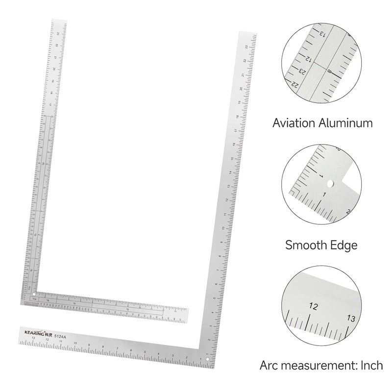 KEARING 24" x 14" L-Square Ruler with Multi-Scale French Curve, Professional Fashion Designer's Sewing Ruler for Pattern Making, Quilting, Design - Image 4